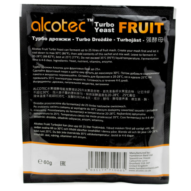 Турбо дрожжи для фруктов Alcotec Fruit, 60г